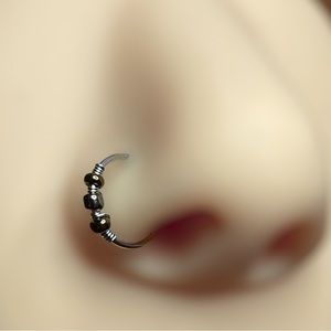 2/$18 20G brown beaded hoop nose ring